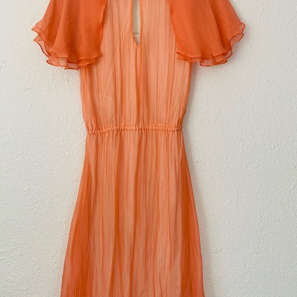 TARA JARMON dress 100% silk Peach color - Picture 2 of 4
